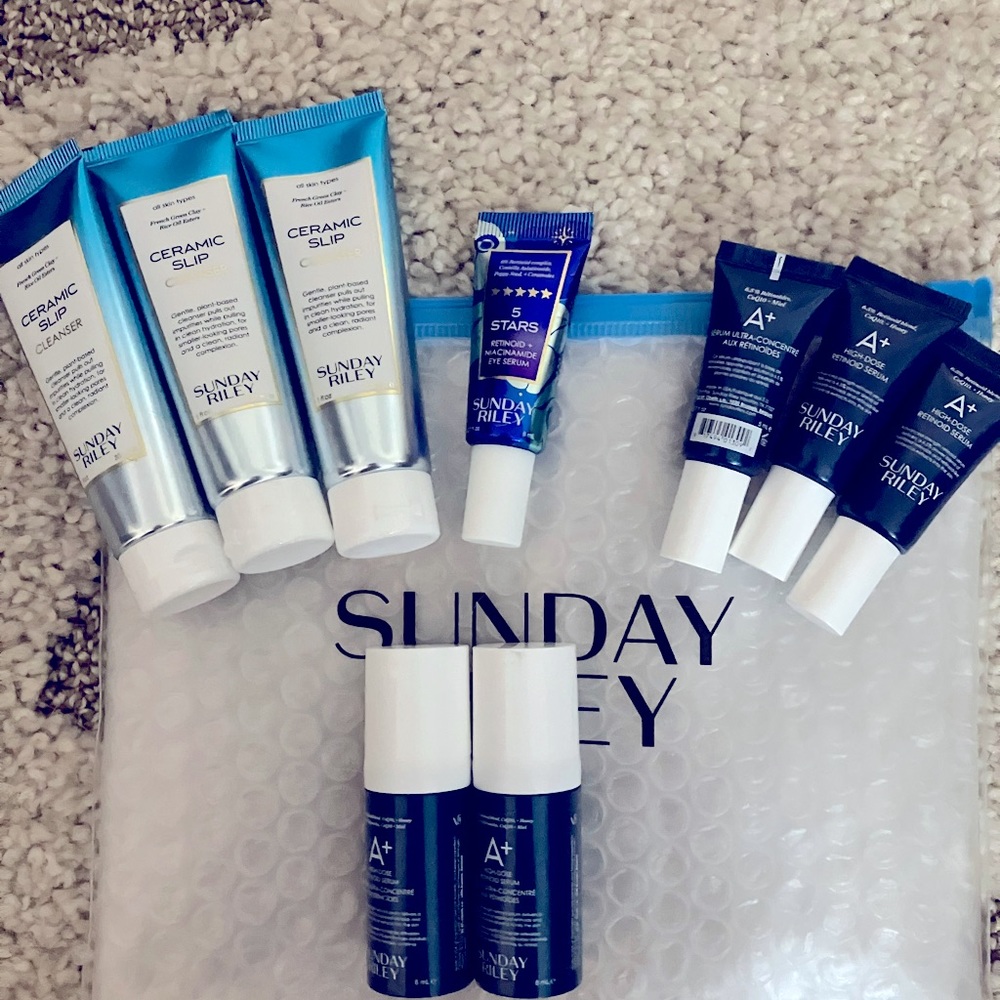 Sunday Riley Travel Size Cleanser & Retinoid Bundle with SR padded pouch